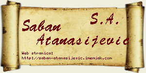 Šaban Atanasijević vizit kartica